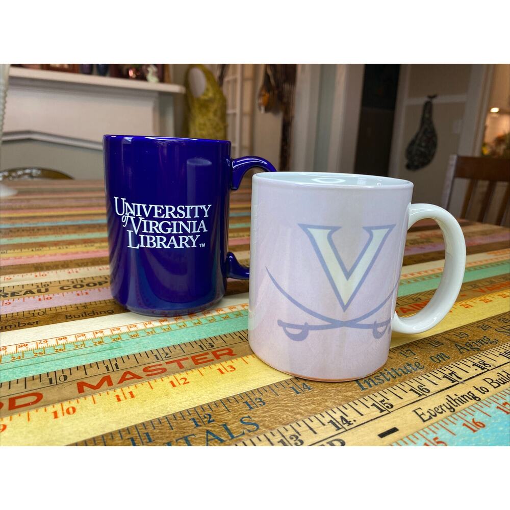UVA University of Virginia VA Coffee MUG Cup Cavaliers Library LOT of 2